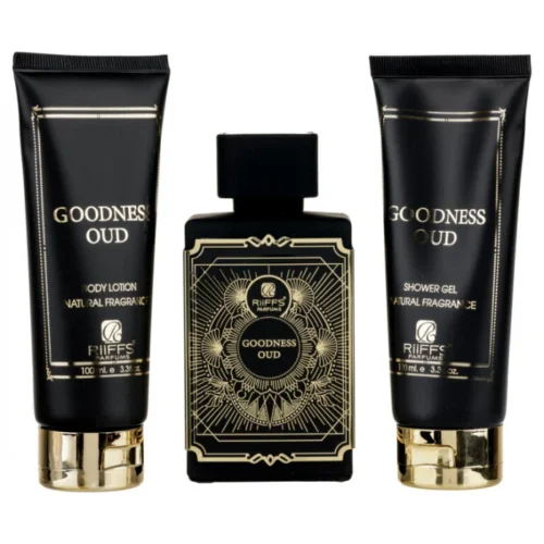 Set Cadou Goodness Oud Apa de Parfum 100ml+Gel Dus 100ml+Lotiune de corp 100ml,Riffs