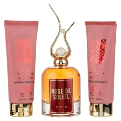 Set Cadou Rose De Soleil Apa de Parfum 100ml+Gel Dus 100ml+Lotiune de corp 100ml,Riffs