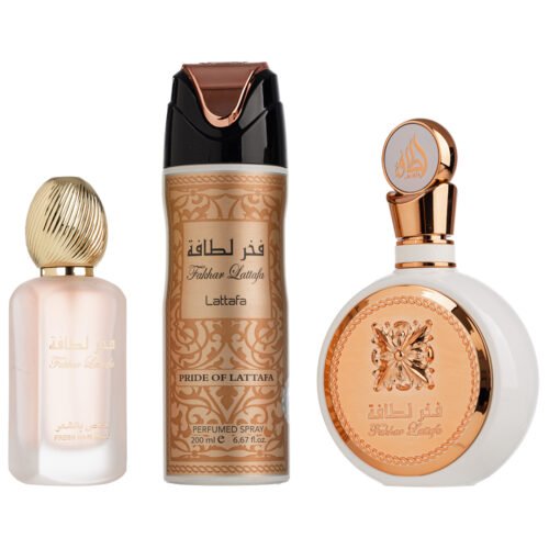 Set Cadou Fakhar Women Apa De Parfum 100ml +Deo Spray 200ml + Parfum Pentru Par 50ml, Lattafa